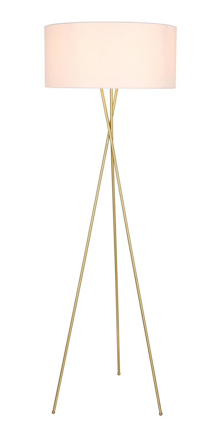 Cason Floor Lamp by Elegant Lighting – Lights: 1 Light (24.00"L x 24.00"W x 66.00"H) – Finish: Brass with White Glass – Elegant Lighting-LD6191BR
