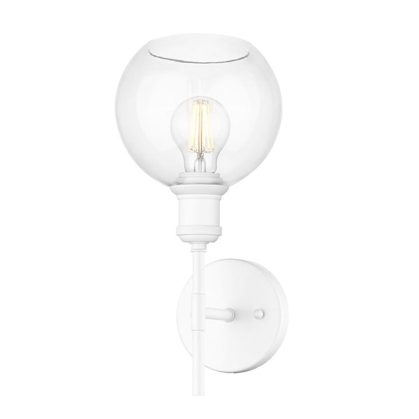 Golden - 1945-1W WHT-GLOBE-CLR - One Light Wall Sconce - Axel - Matte White from Lighting & Bulbs Unlimited in Charlotte, NC