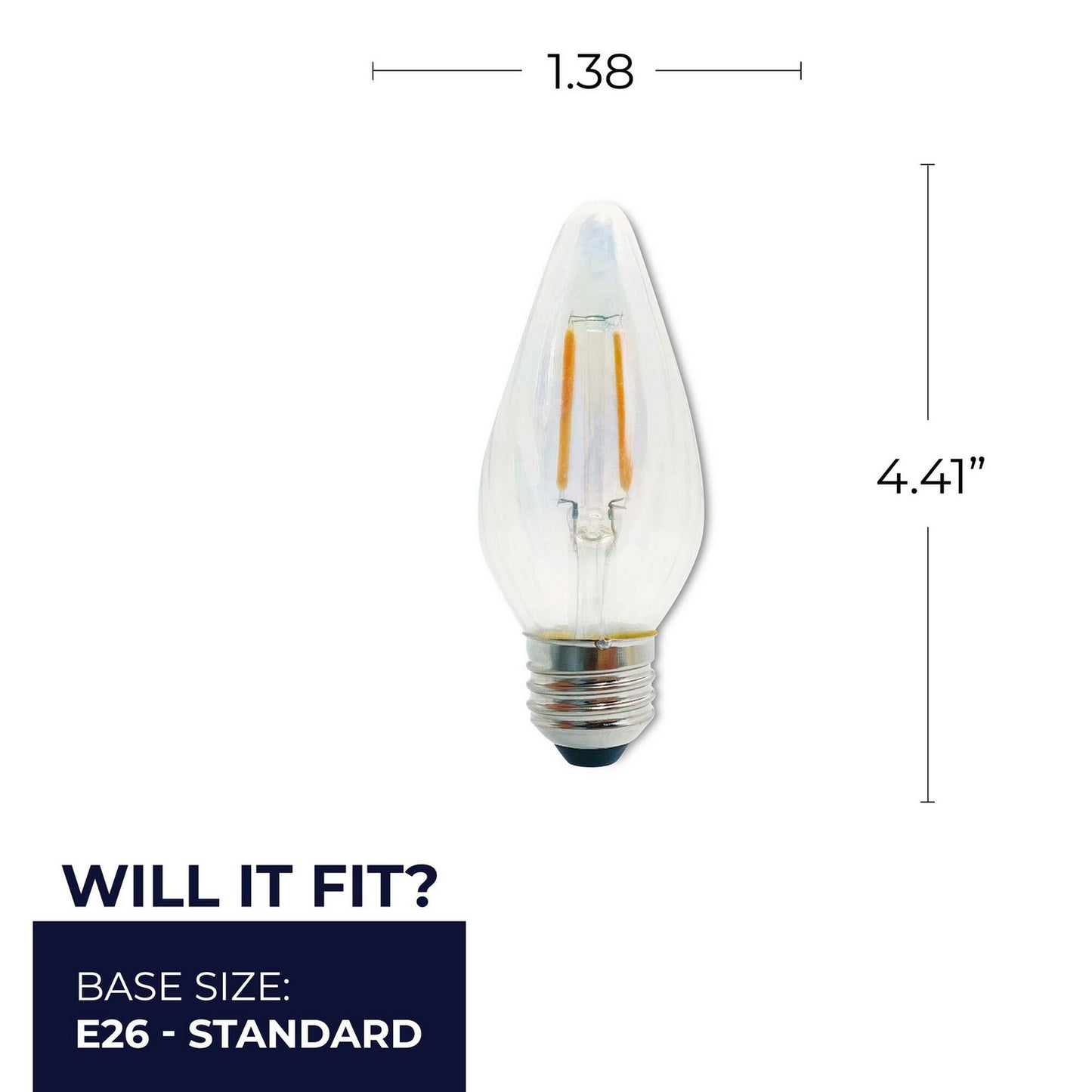 Torpedo 4 Watt (40 Watt Equivalent) E26 Medium F15 120V LED 2700k Light Bulb by Bulbrite