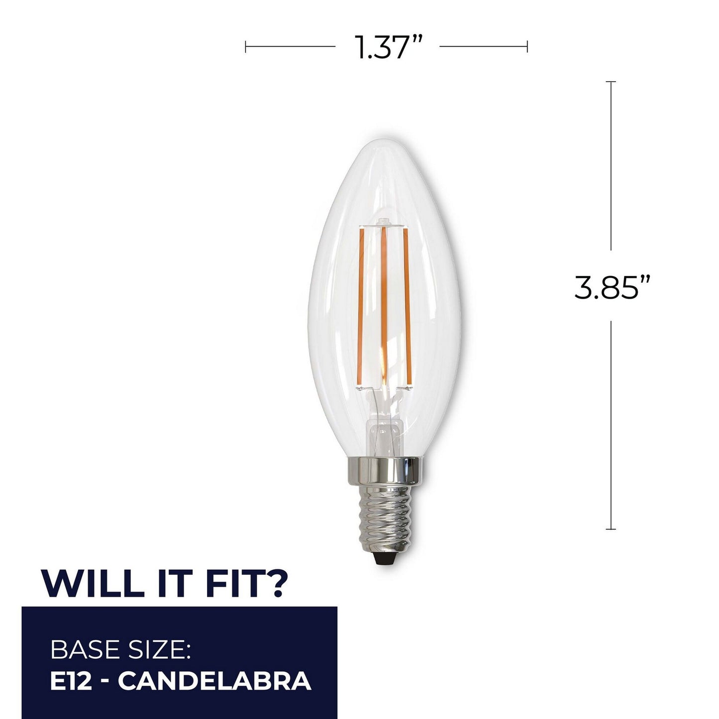 Torpedo 2.5 Watt (40 Watt Equivalent) E12 Candelabra B11 120V LED 2700k Light Bulb by Bulbrite