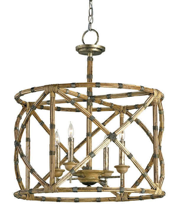 Currey and Company - 9694 - Four Light Lantern - Palm Beach Lantern - Pyrite Bronze/Washed Wood/Natural from Lighting & Bulbs Unlimited.