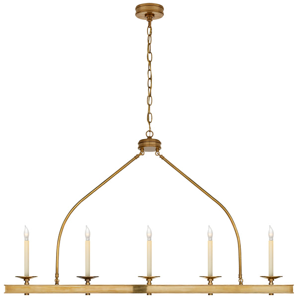 Visual Comfort Signature - CHC 1605AB - Five Light Linear Pendant - Launceton - Antique-Burnished Brass from Lighting & Bulbs Unlimited in Charlotte, NC