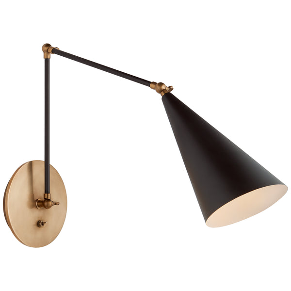 Visual Comfort Signature - ARN 2912BLK - One Light Wall Sconce - Clemente - Black And Hand-Rubbed Antique Brass from Lighting & Bulbs Unlimited in Charlotte, NC