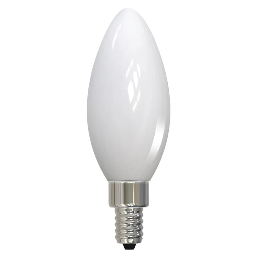 Bulbrite 4 Watt B11 2700K Milky Filament LED Candelabra Bulb – E12 Base, Dimmable 40 Watt Equivalent Decorative Candle Light