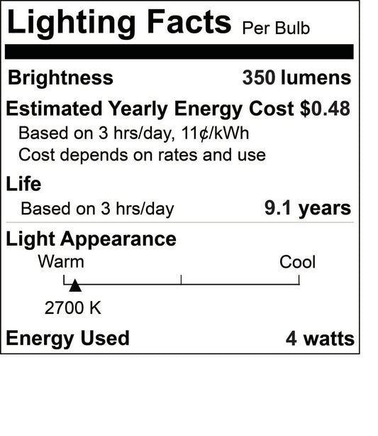 Torpedo 4.1 Watt (60 Watt Equivalent) E12 Candelabra B11 120V LED 2700k Light Bulb by Bulbrite