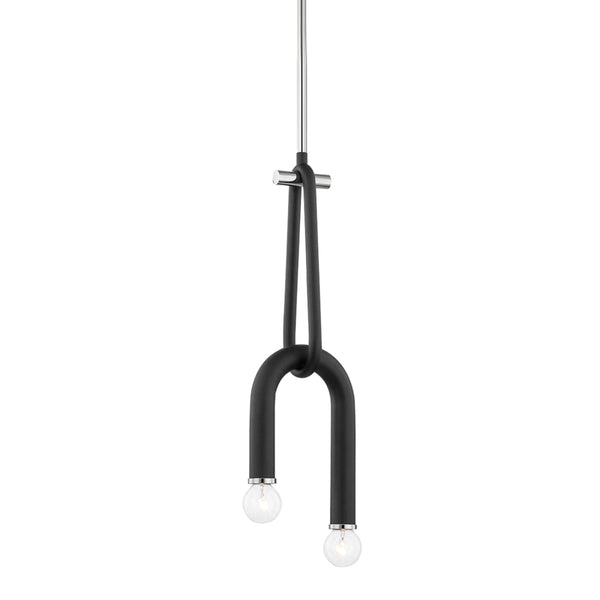 Mitzi - H382702-PN/BK - Two Light Pendant - Whit - Polished Nickel/Black from Lighting & Bulbs Unlimited in Charlotte, NC