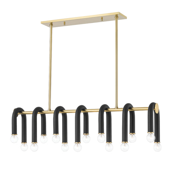Mitzi - H382914-AGB/BK - 14 Light Island Pendant - Whit - Aged Brass/Black from Lighting & Bulbs Unlimited in Charlotte, NC