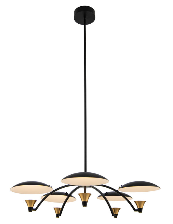 Kalco - 513671BWB - LED Chandelier - Redding - Matte Black w White and Brass Accent from Lighting & Bulbs Unlimited in Charlotte, NC