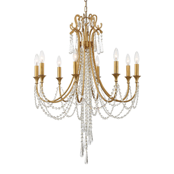 Crystorama - ARC-1908-GA-CL-MWP - Eight Light Chandelier - Arcadia - Antique Gold from Lighting & Bulbs Unlimited in Charlotte, NC