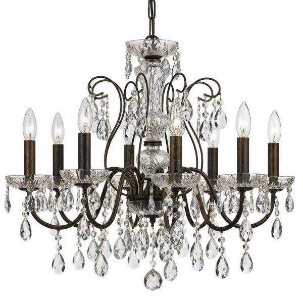Crystorama - 3028-EB-CL-SAQ - Eight Light Chandelier - Butler - English Bronze from Lighting & Bulbs Unlimited in Charlotte, NC