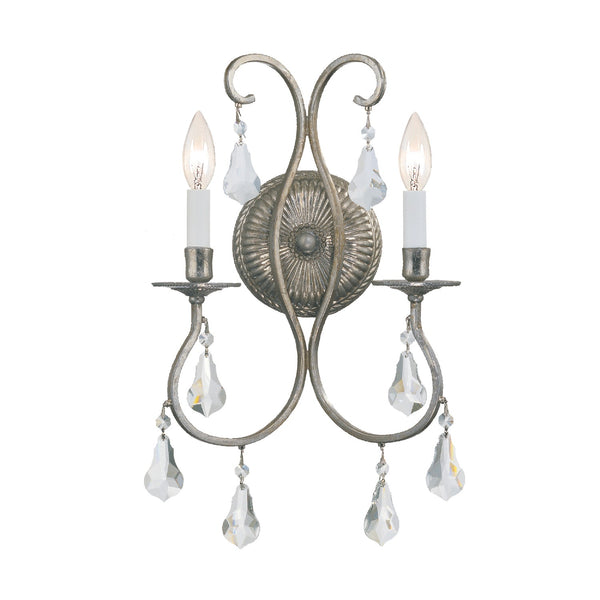 Crystorama - 5012-OS-CL-S - Two Light Wall Mount - Ashton - Olde Silver from Lighting & Bulbs Unlimited in Charlotte, NC