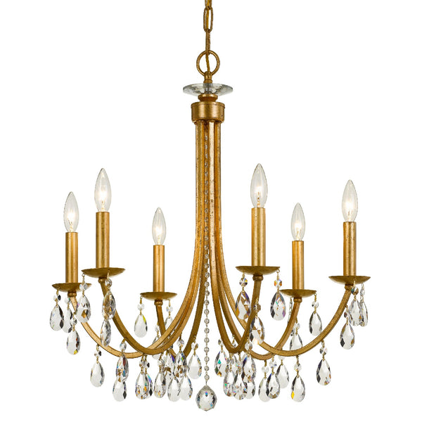 Crystorama - 8826-GA-CL-MWP - Six Light Chandelier - Bridgehampton - Antique Gold from Lighting & Bulbs Unlimited in Charlotte, NC