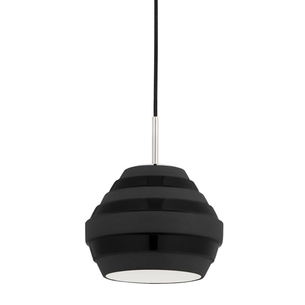 Hudson Valley - 1383-PN/BK - One Light Pendant - Calverton - Polished Nickel/Black from Lighting & Bulbs Unlimited in Charlotte, NC