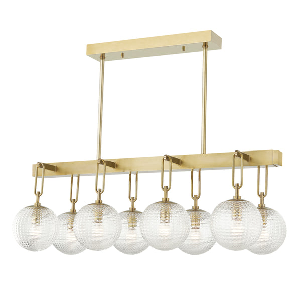 Hudson Valley - 7108-AGB - Eight Light Island Pendant - Jewett - Aged Brass from Lighting & Bulbs Unlimited in Charlotte, NC