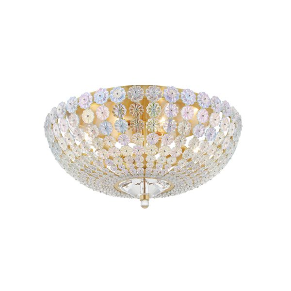 Hudson Valley - 8217-AGB - Four Light Flush Mount - Floral Park - Aged Brass from Lighting & Bulbs Unlimited in Charlotte, NC