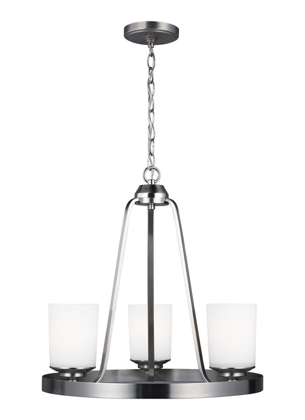 Generation Lighting - 3130703EN3-962 - Three Light Chandelier - Kemal - Brushed Nickel from Lighting & Bulbs Unlimited in Charlotte, NC