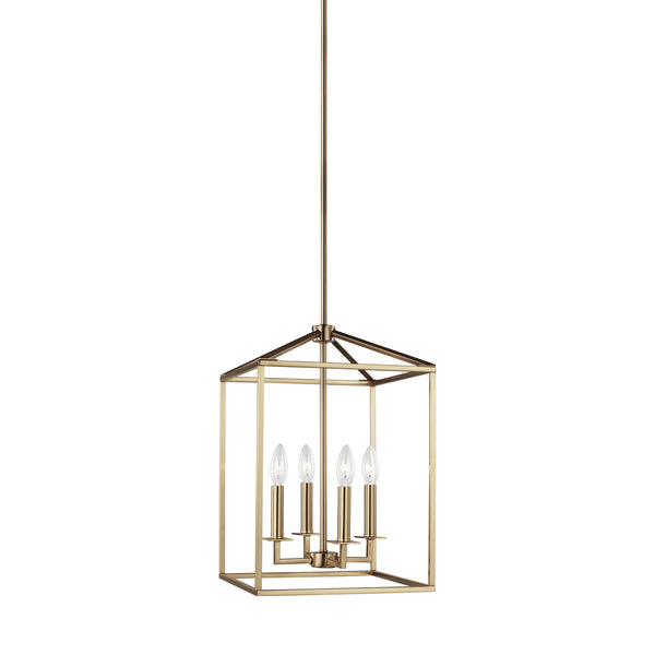 Generation Lighting - 5215004-848 - Four Light Hall / Foyer Pendant - Perryton - Satin Brass from Lighting & Bulbs Unlimited in Charlotte, NC