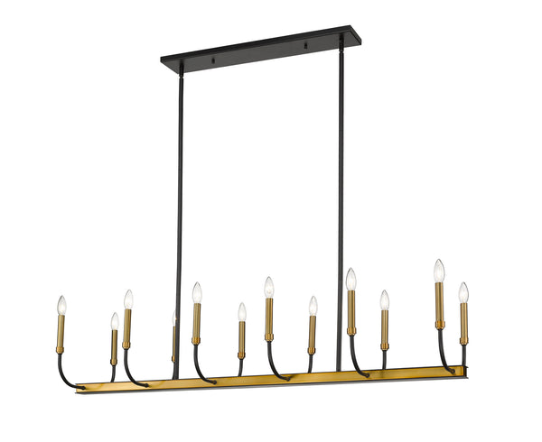 Z-Lite - 479-12L-MB-OBR - 12 Light Chandelier - Haylie - Matte Black / Olde Brass from Lighting & Bulbs Unlimited in Charlotte, NC