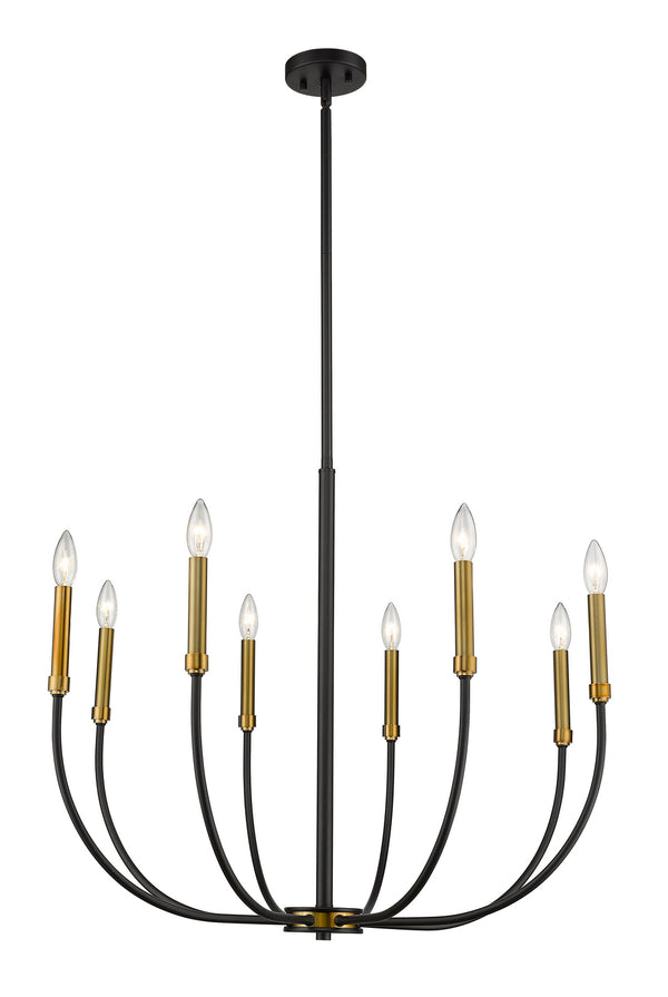 Z-Lite - 479-8MB-OBR - Eight Light Chandelier - Haylie - Matte Black / Olde Brass from Lighting & Bulbs Unlimited in Charlotte, NC