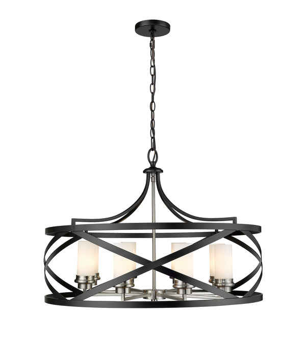 Z-Lite - 481P30-MB-BN - Eight Light Pendant - Malcalester - Matte Black / Brushed Nickel from Lighting & Bulbs Unlimited in Charlotte, NC