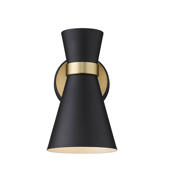 Z-Lite - 728-1S-MB-HBR - One Light Wall Sconce - Soriano - Matte Black / Heritage Brass from Lighting & Bulbs Unlimited in Charlotte, NC