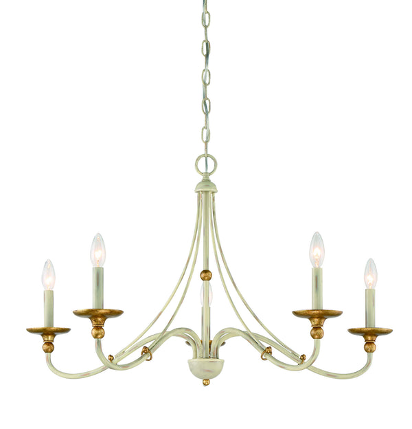 Minka-Lavery - 1045-701 - Five Light Chandelier - Westchester County - Farm House White With Gilded G from Lighting & Bulbs Unlimited in Charlotte, NC