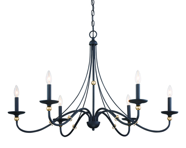 Minka-Lavery - 1046-677 - Six Light Chandelier - Westchester County - Sand Coal With Skyline Gold Le from Lighting & Bulbs Unlimited in Charlotte, NC