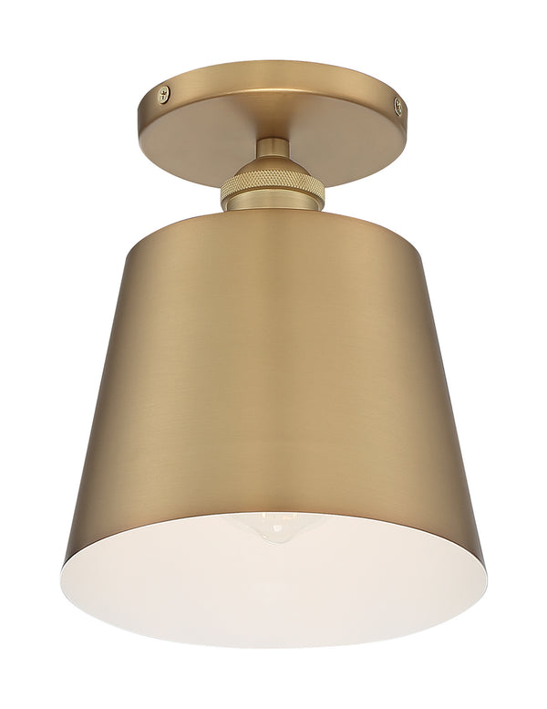 Nuvo Lighting - 60-7321 - One Light Semi Flush Mount - Motif - Brushed Brass / White Accents from Lighting & Bulbs Unlimited in Charlotte, NC