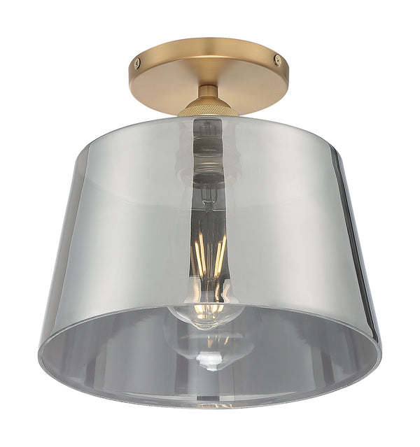 Nuvo Lighting - 60-7324 - One Light Semi Flush Mount - Motif - Brushed Brass / Smoked Glass from Lighting & Bulbs Unlimited in Charlotte, NC