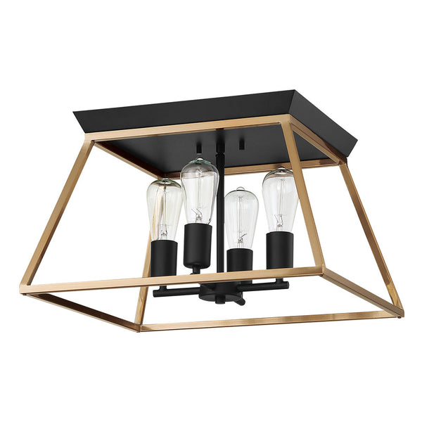 Eglo USA - 204599A - Four Light Ceiling Mount - Paulino - Brushed Gold and Matte Black from Lighting & Bulbs Unlimited in Charlotte, NC