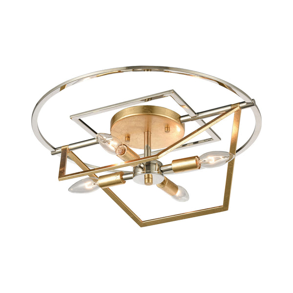 ELK Home - 12261/4 - Four Light Semi Flush Mount - Geosphere - Polished Nickel from Lighting & Bulbs Unlimited in Charlotte, NC