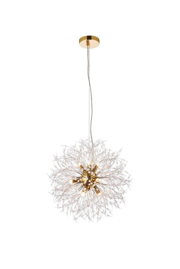Elegant Lighting - 3507D18G - Nine Light Pendant - Solace - Gold from Lighting & Bulbs Unlimited in Charlotte, NC