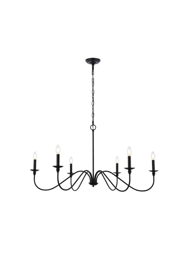 Elegant Lighting - LD5056D42MB - Six Light Chandelier - Rohan - Matte Black from Lighting & Bulbs Unlimited in Charlotte, NC