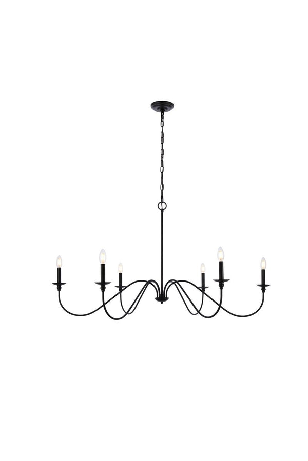 Elegant Lighting - LD5056D48MB - Six Light Chandelier - Rohan - Matte Black from Lighting & Bulbs Unlimited in Charlotte, NC
