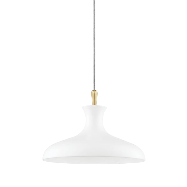 Mitzi - H421701S-AGB/WH - One Light Pendant - Cassidy - Aged Brass/Soft Off White from Lighting & Bulbs Unlimited in Charlotte, NC
