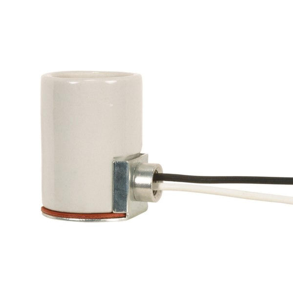 Keyless Porcelain Socket With Side Mount Bushing, 12`` AWM B/W 105C Leads, 1/8 IPS, CSSNP Screw Shell, Glazed, 660W, 250V Socket by Satco