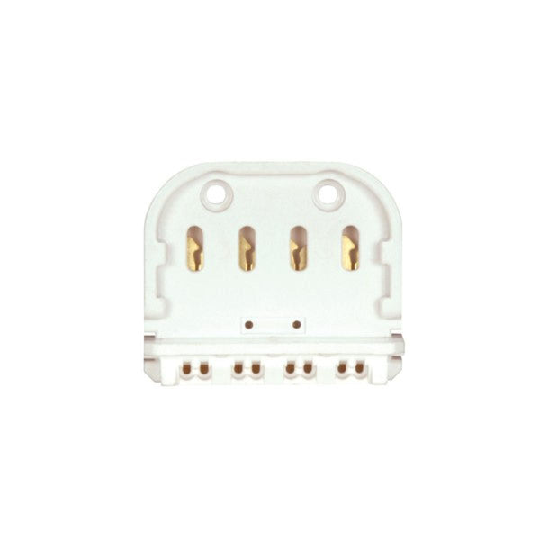 4-Pin Long Twin Tube Lampholder, Molded White Thermosetting Urea, Copper Alloy, Double-Edge Contacts, Push-In Wiring, 660W, 600V Long Twin Tube Lampholder by Satco