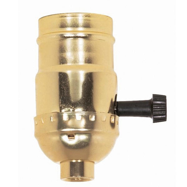 On-Off Turn Knob Socket With Removable Knob, 1/8 IPS, Aluminum, Brite Gilt Finish, 250W, 250V, 250 Master On-Off Turn Knob Socket by Satco