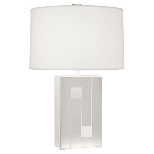 Robert Abbey - WH579 - One Light Table Lamp - Blox - White Enamel w/ Polished Nickel from Lighting & Bulbs Unlimited in Charlotte, NC