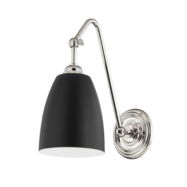 Hudson Valley - 3021-PN/BK - One Light Wall Sconce - Millwood - Polished Nickel/Black from Lighting & Bulbs Unlimited in Charlotte, NC