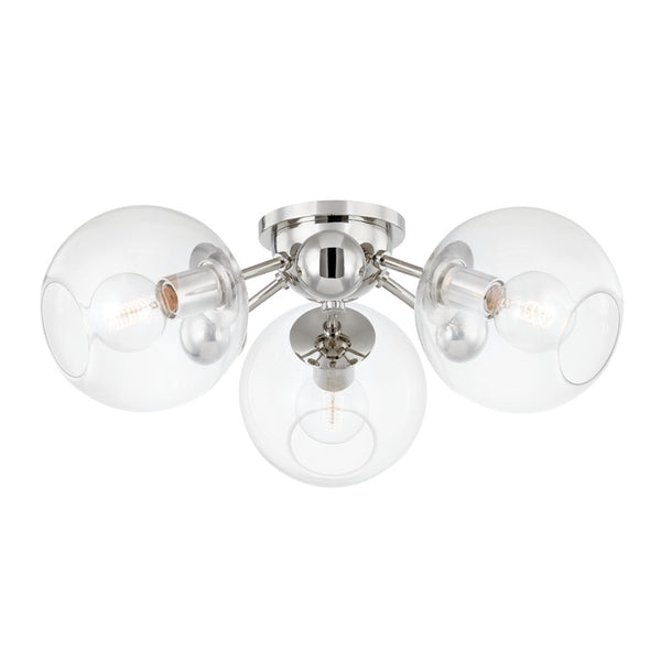 Hudson Valley - 8025-PN - Three Light Semi Flush Mount - Abbott - Polished Nickel from Lighting & Bulbs Unlimited in Charlotte, NC