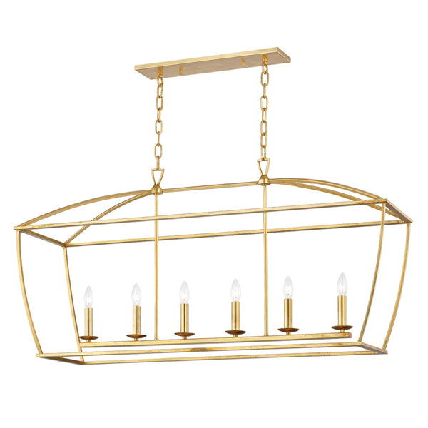 Hudson Valley - 8348-GL - Six Light Island Pendant - Bryant - Gold Leaf from Lighting & Bulbs Unlimited in Charlotte, NC