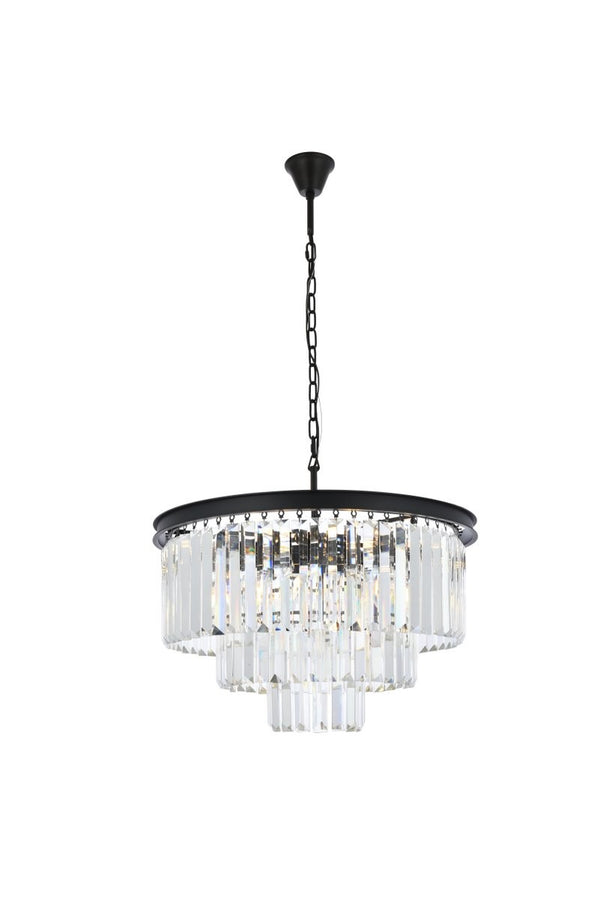Elegant Lighting - 1231D26MB/RC - Nine Light Chandelier - Sydney - Matte Black from Lighting & Bulbs Unlimited in Charlotte, NC