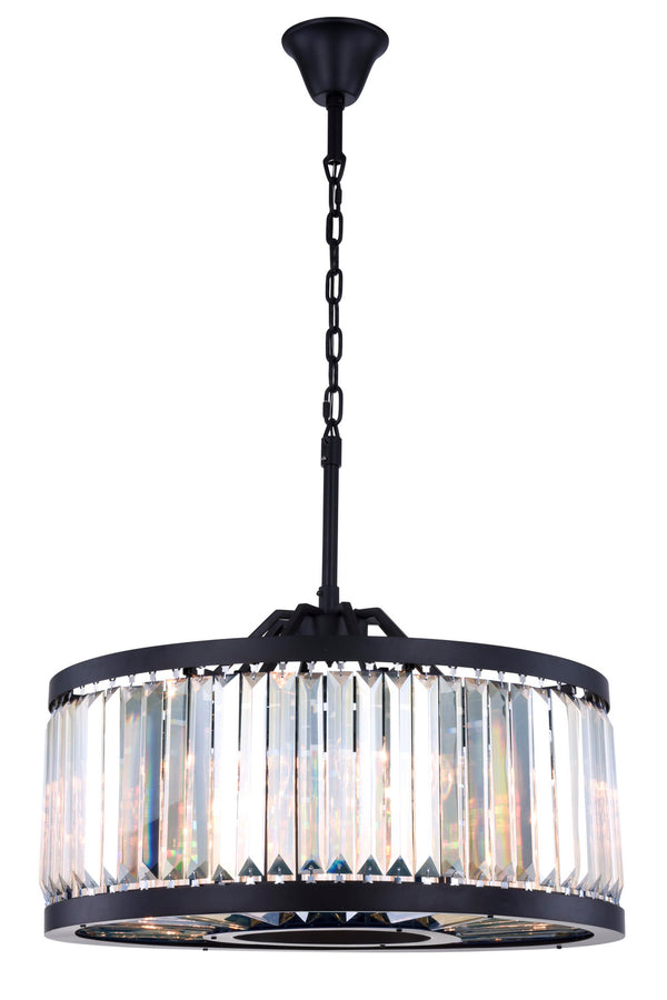 Elegant Lighting - 1233D28MB/RC - Eight Light Chandelier - Chelsea - Matte Black from Lighting & Bulbs Unlimited in Charlotte, NC