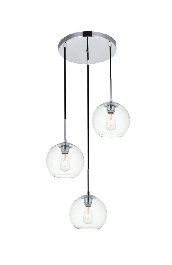 Elegant Lighting - LD2208C - Three Light Pendant - BAXTER - Chrome And Clear from Lighting & Bulbs Unlimited in Charlotte, NC
