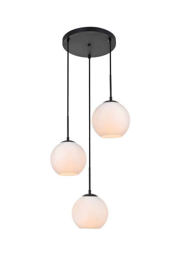 Elegant Lighting - LD2209BK - Three Light Pendant - BAXTER - Black And Frosted White from Lighting & Bulbs Unlimited in Charlotte, NC