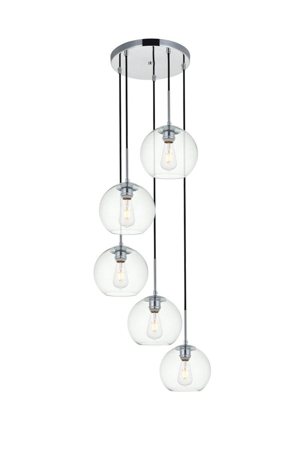 Elegant Lighting - LD2226C - Five Light Pendant - BAXTER - Chrome And Clear from Lighting & Bulbs Unlimited in Charlotte, NC