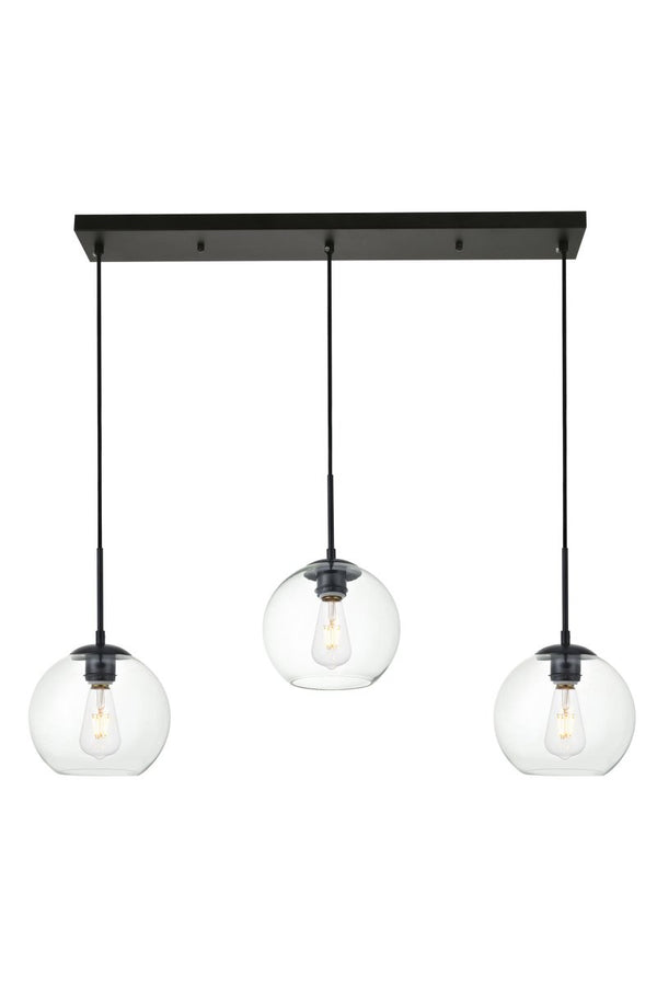 Elegant Lighting - LD2236BK - Three Light Pendant - BAXTER - Black And Clear from Lighting & Bulbs Unlimited in Charlotte, NC