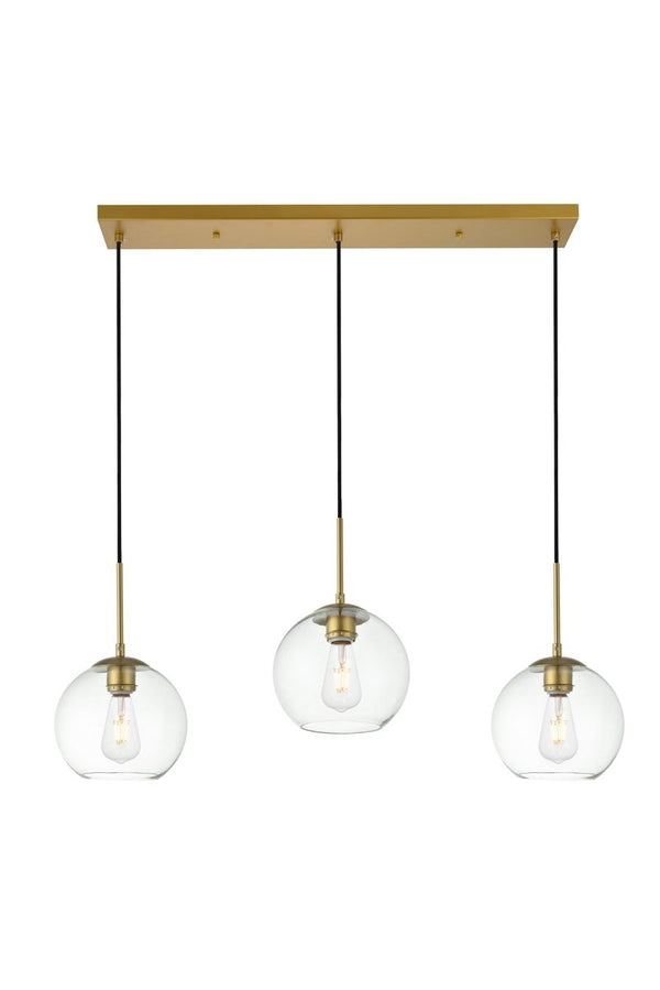 Elegant Lighting - LD2236BR - Three Light Pendant - BAXTER - Brass And Clear from Lighting & Bulbs Unlimited in Charlotte, NC