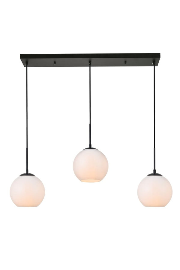 Elegant Lighting - LD2237BK - Three Light Pendant - BAXTER - Black And Frosted White from Lighting & Bulbs Unlimited in Charlotte, NC